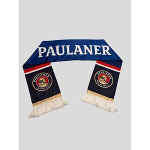 Paulaner Munchen Brewery Scarf Blue Black Red Fringe German Beer Collectible